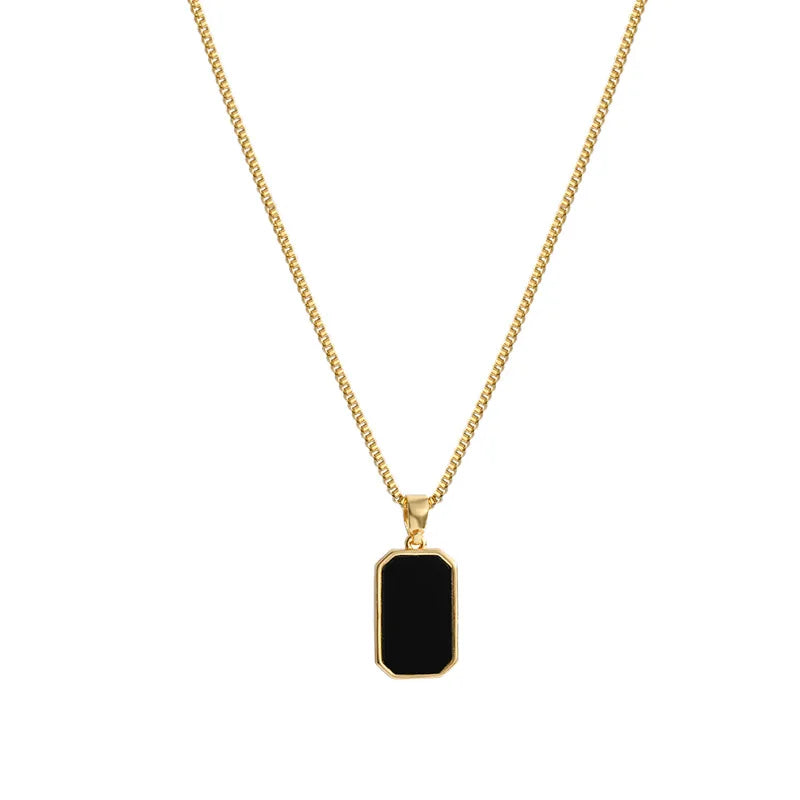 Black Rectangle Pendant Necklace