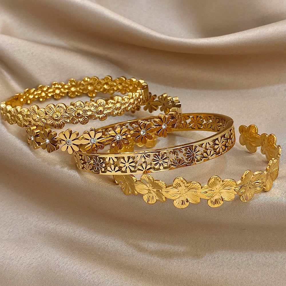 Open Floral Cuff Bracelet