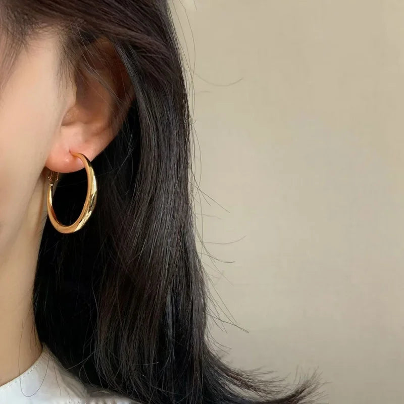 Large C-Shaped Hoop Earrings