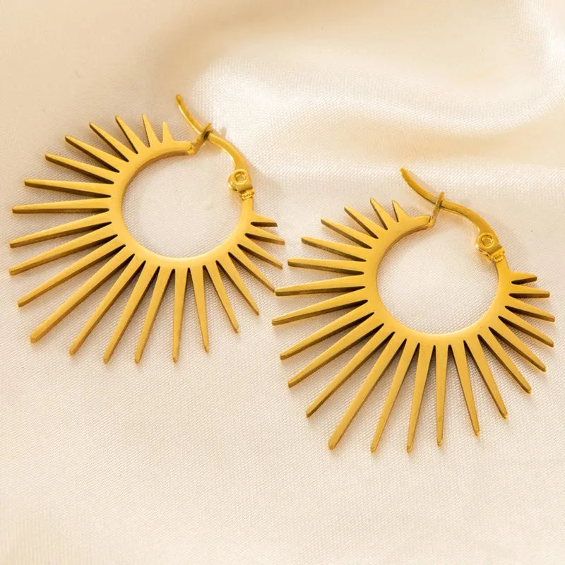 Textured Bamboo Hoop Earrings on a clean product background