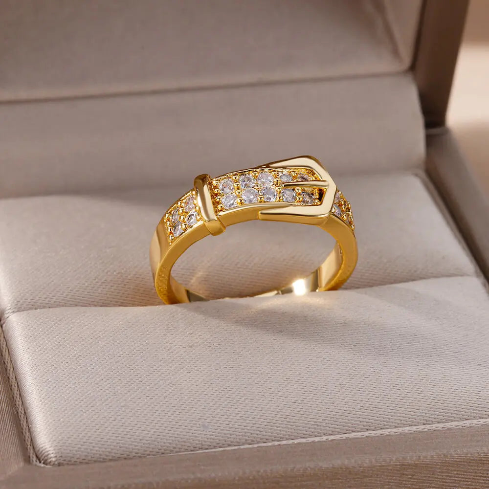 Zircon Belt Adjustable Ring