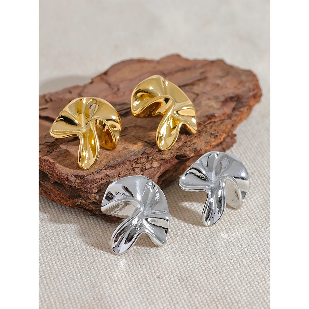 Irregular Flower Metal Earrings on a clean product background
