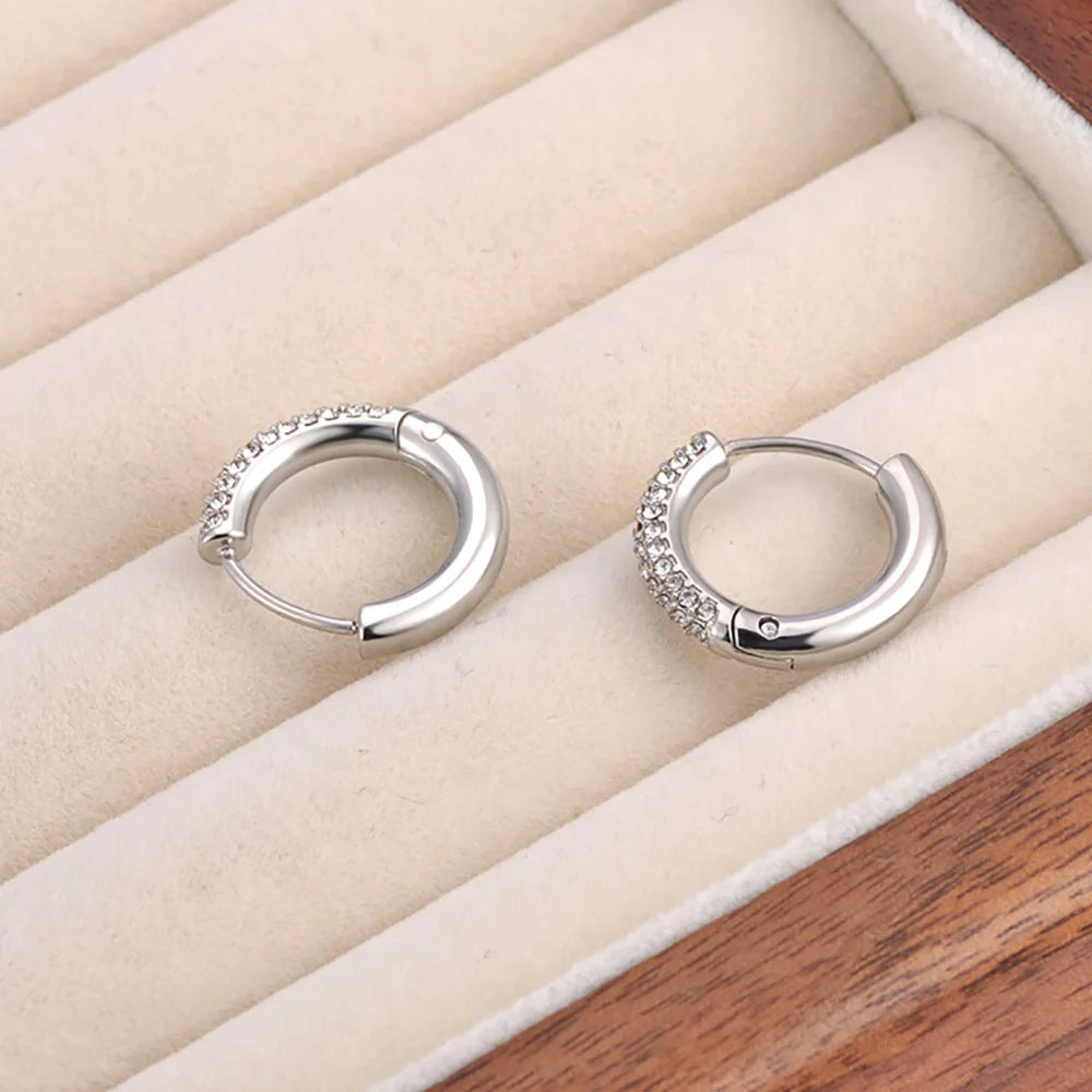 Rhinestone Gold Hoop Earrings