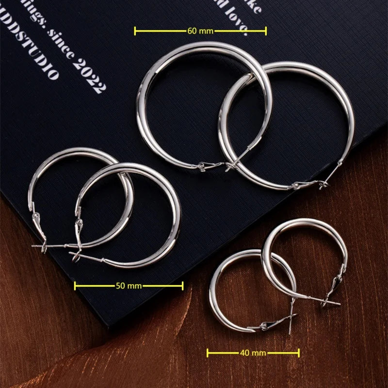 Large C-Shaped Hoop Earrings