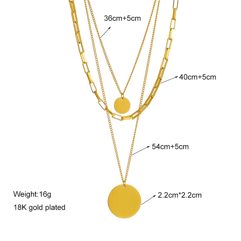 Round Layered Pendant Necklace on a clean product background
