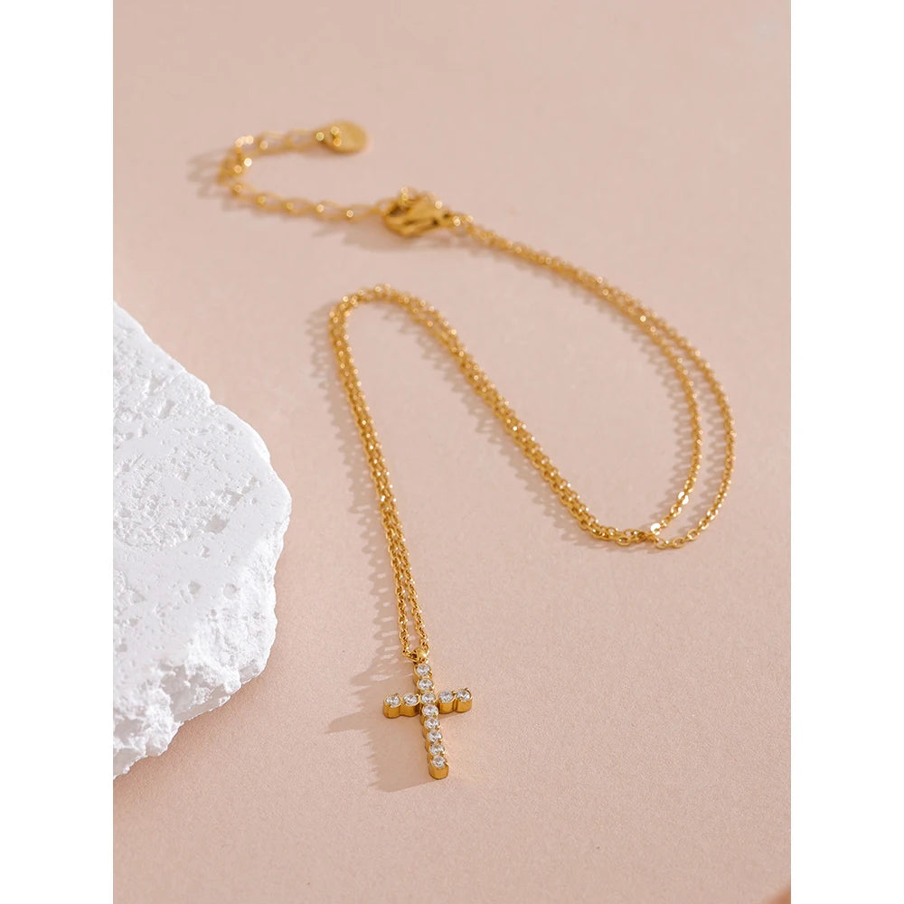 CZ Cross Pendant Necklace