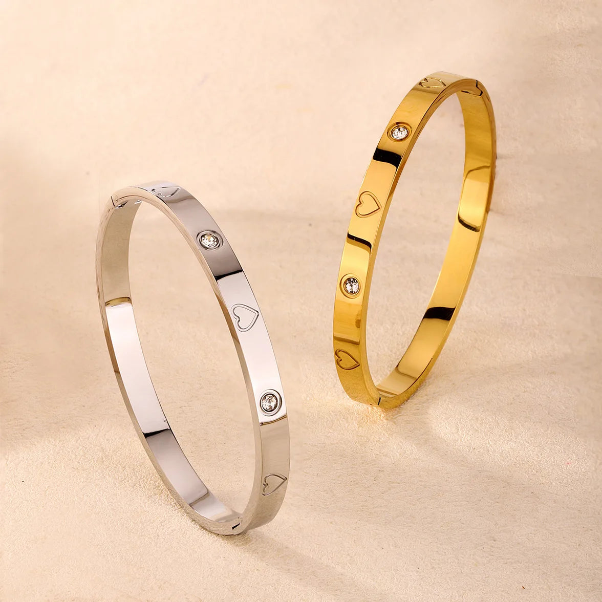 Heart CZ Cuff Bracelet