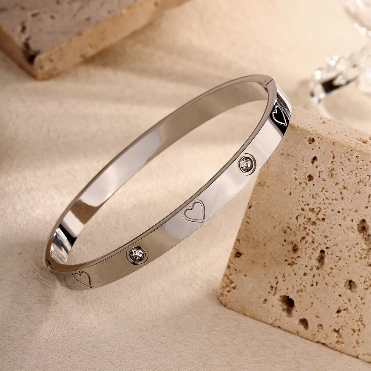 Heart CZ Cuff Bracelet