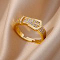 Zircon Belt Adjustable Ring on a clean product background