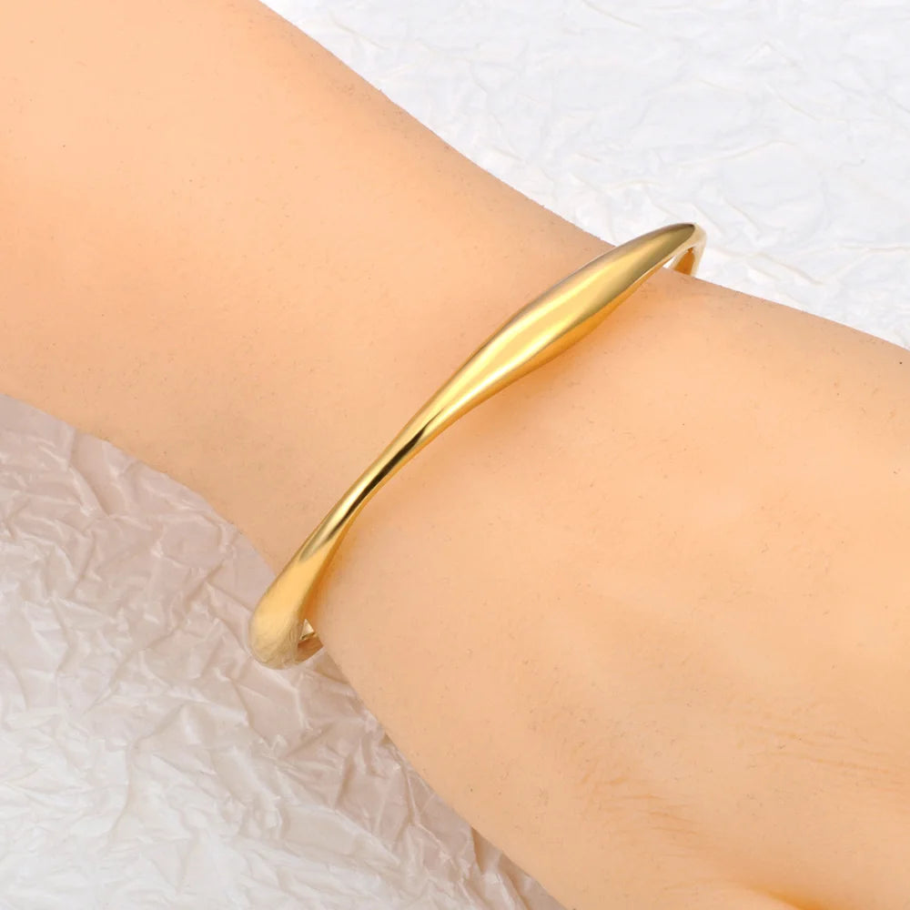 Minimal Open Cuff Bracelet on a clean product background