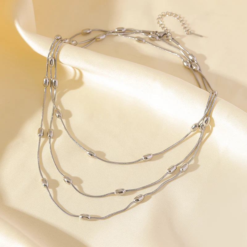 Multilayer Chain Necklace on a clean product background