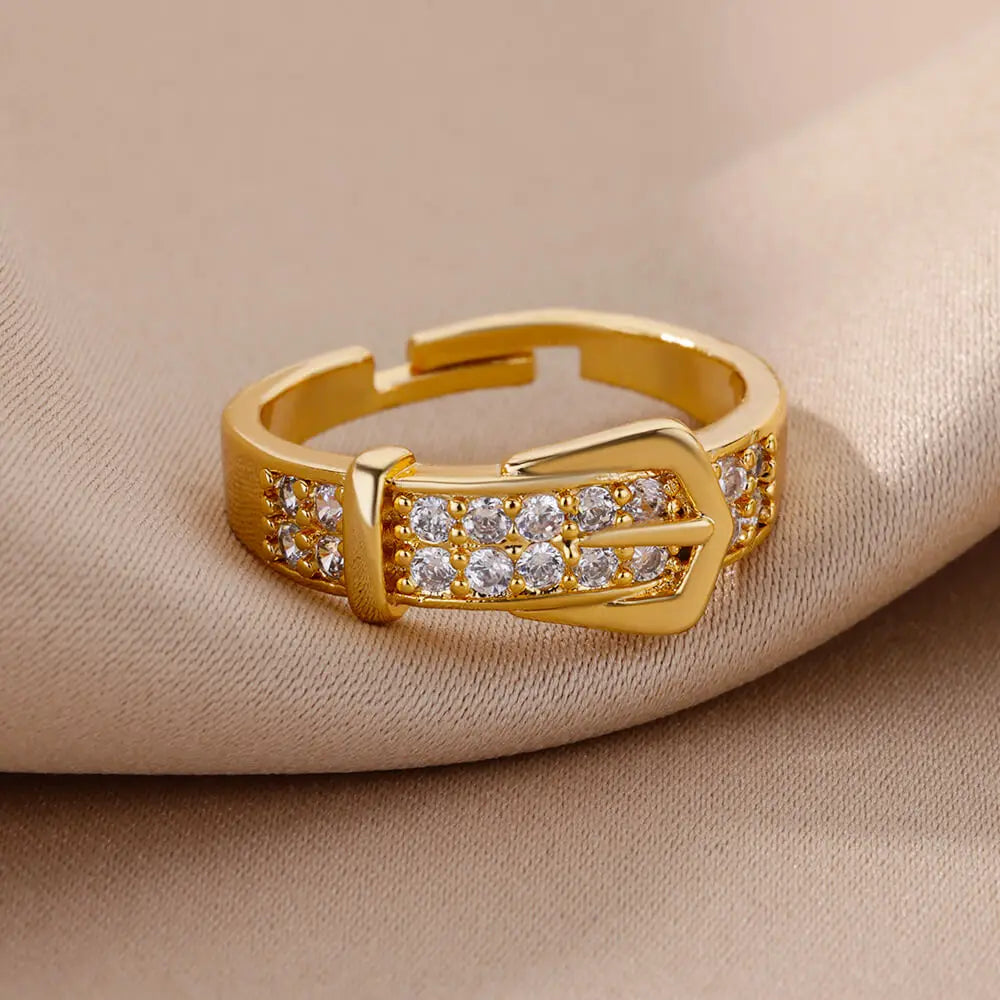 Zircon Belt Adjustable Ring