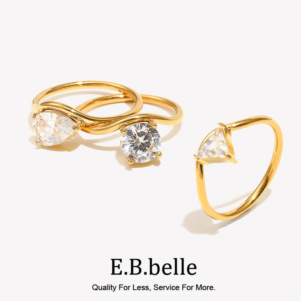 Minimal Wave Zircon Ring on a clean product background