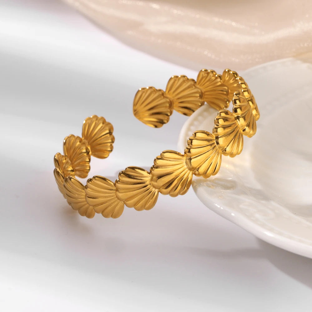 Shell & Starfish Cuff Bracelet on a clean product background