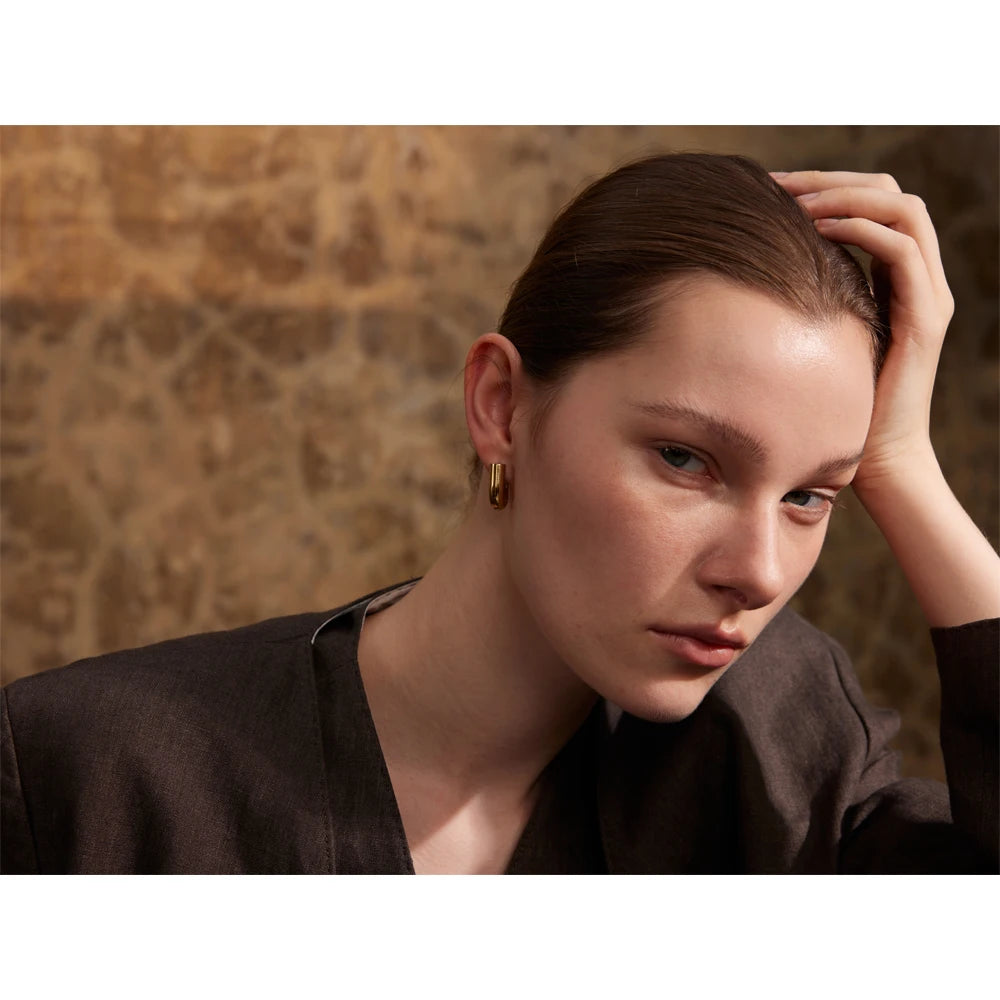 U-Shaped Gold Hoop Earrings