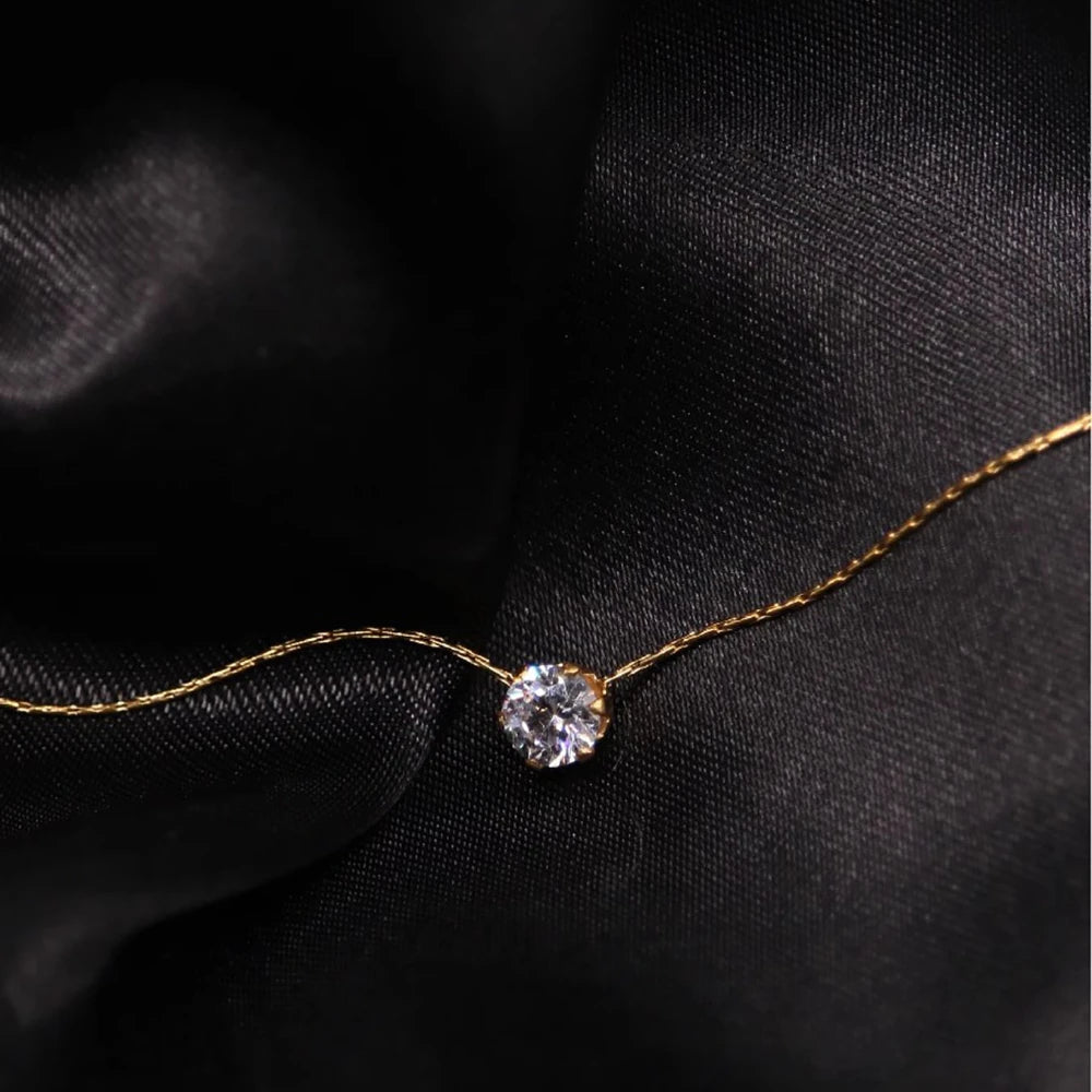 Minimal CZ Round Pendant Necklace