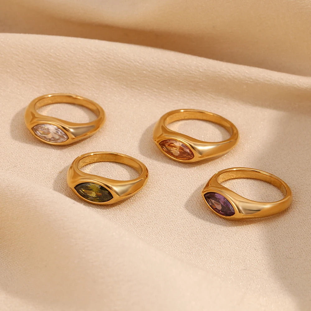 Coloured Zircon Signet Ring