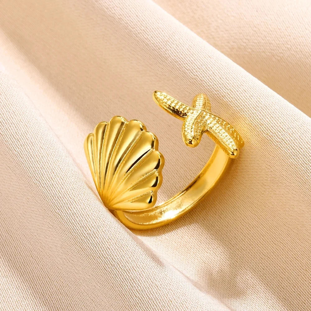 Shell & Star Open Ring