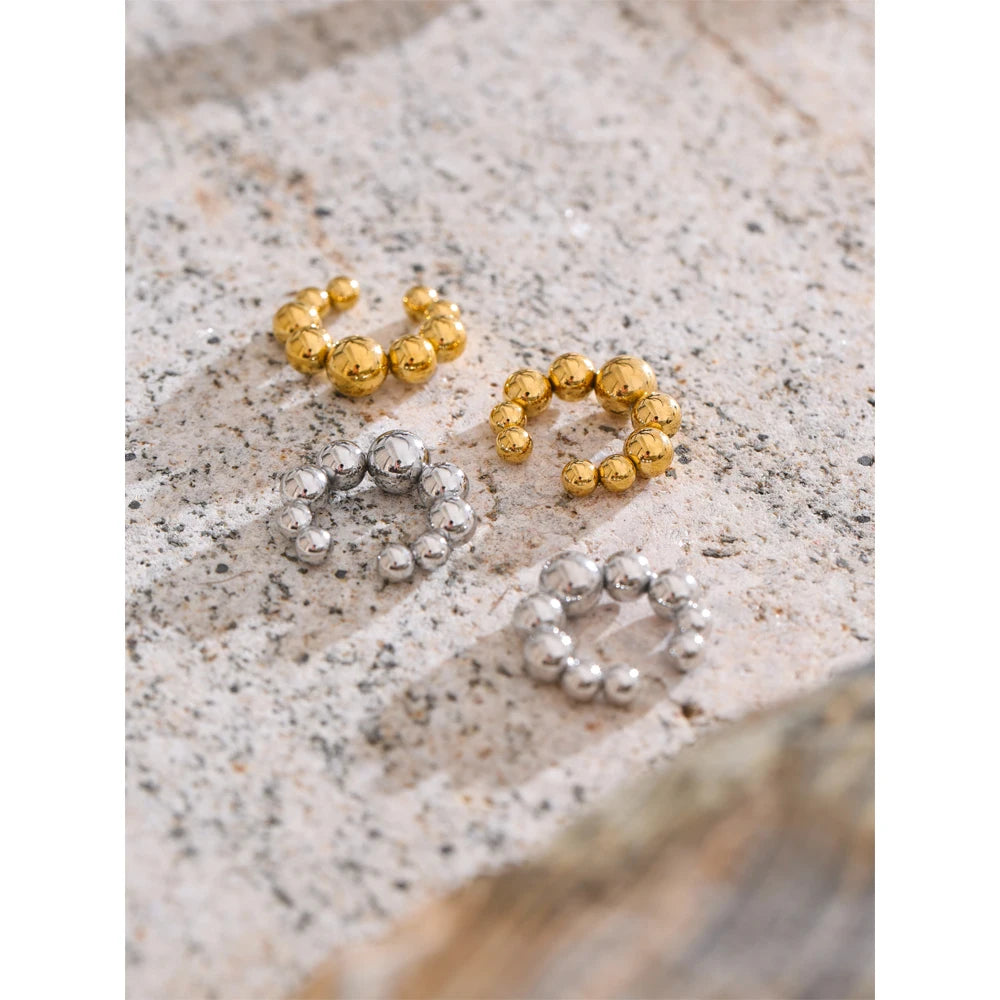 Gold Bead Ear Cuff Earrings