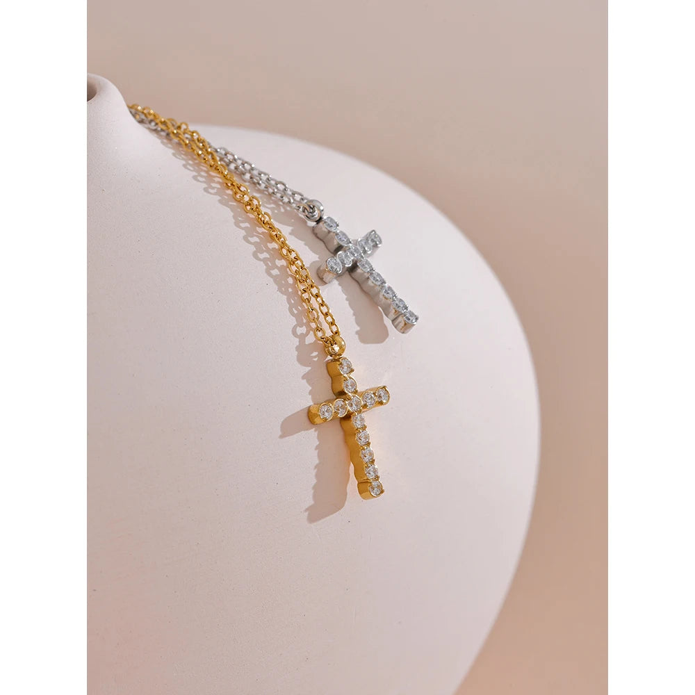 CZ Cross Pendant Necklace