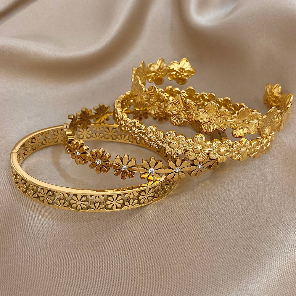 Open Floral Cuff Bracelet