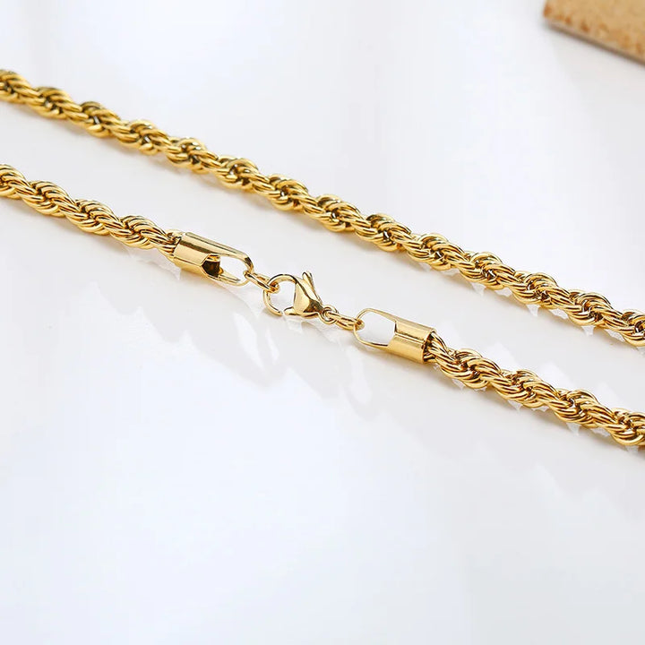 Delicate Gold Rope Chain Necklace on a clean product background