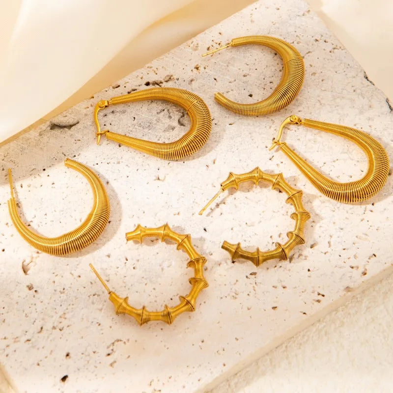 Textured Bamboo Hoop Earrings