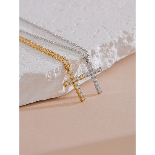 CZ Cross Pendant Necklace