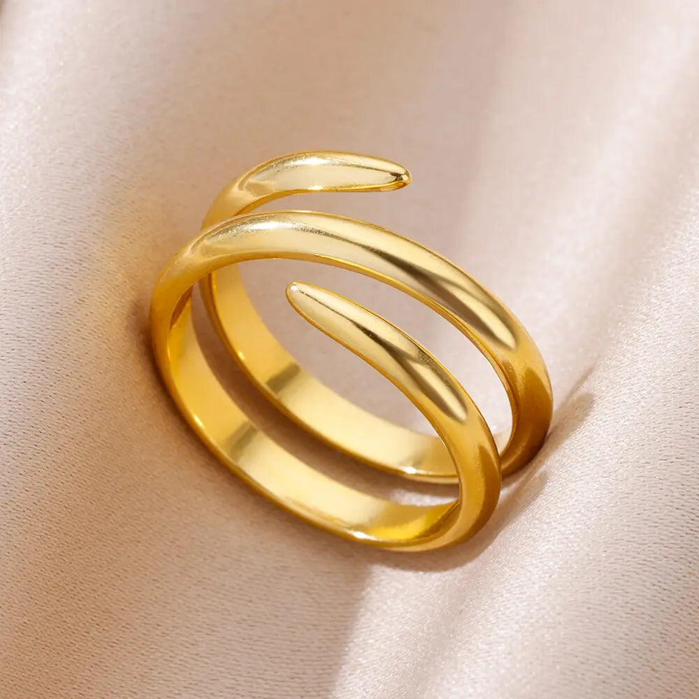 Oval Open Gold Ring on a clean product background