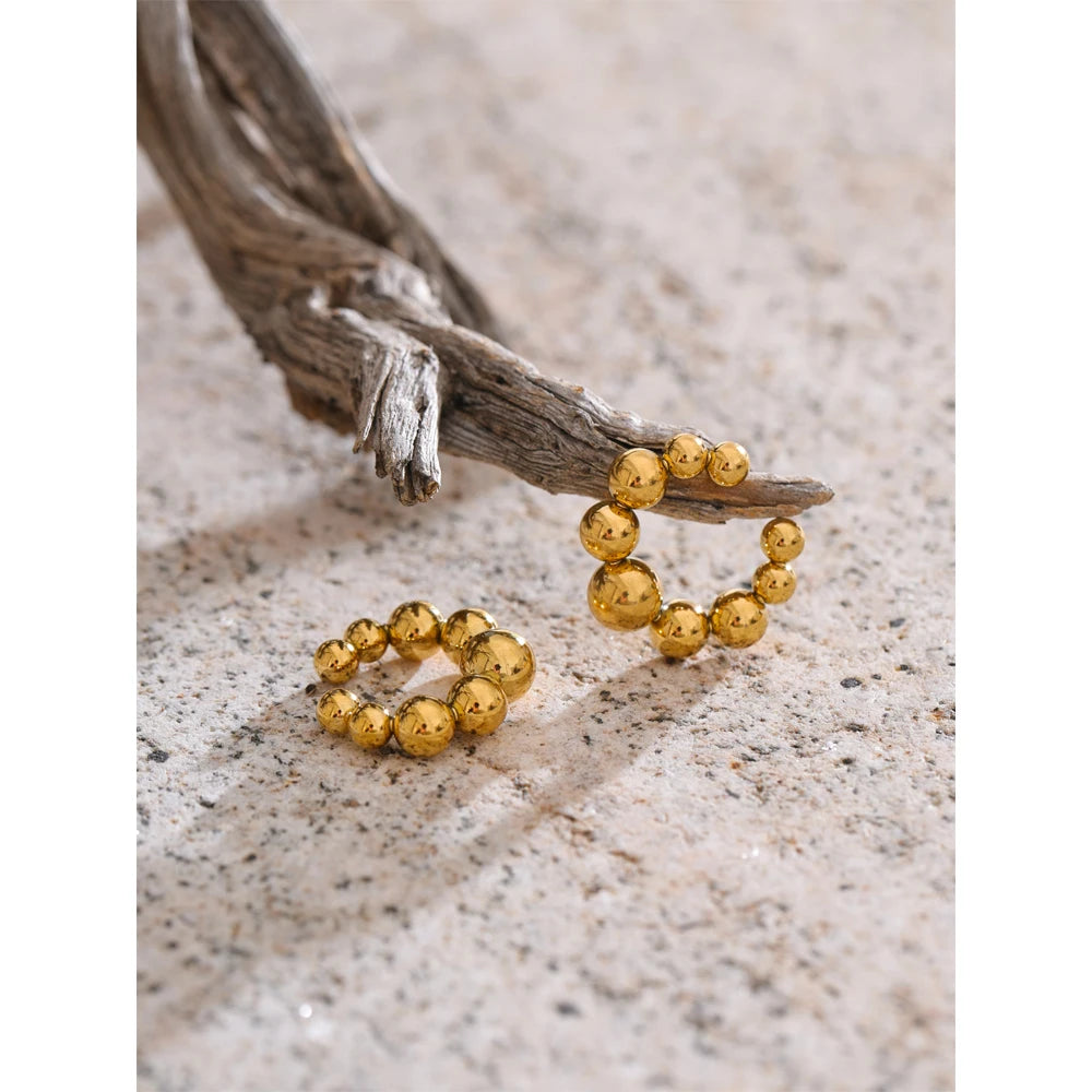 Gold Bead Ear Cuff Earrings